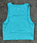 Athleta Elation Ribbed Leggings Crop Tank Set Turquoise Blue Medium Petite