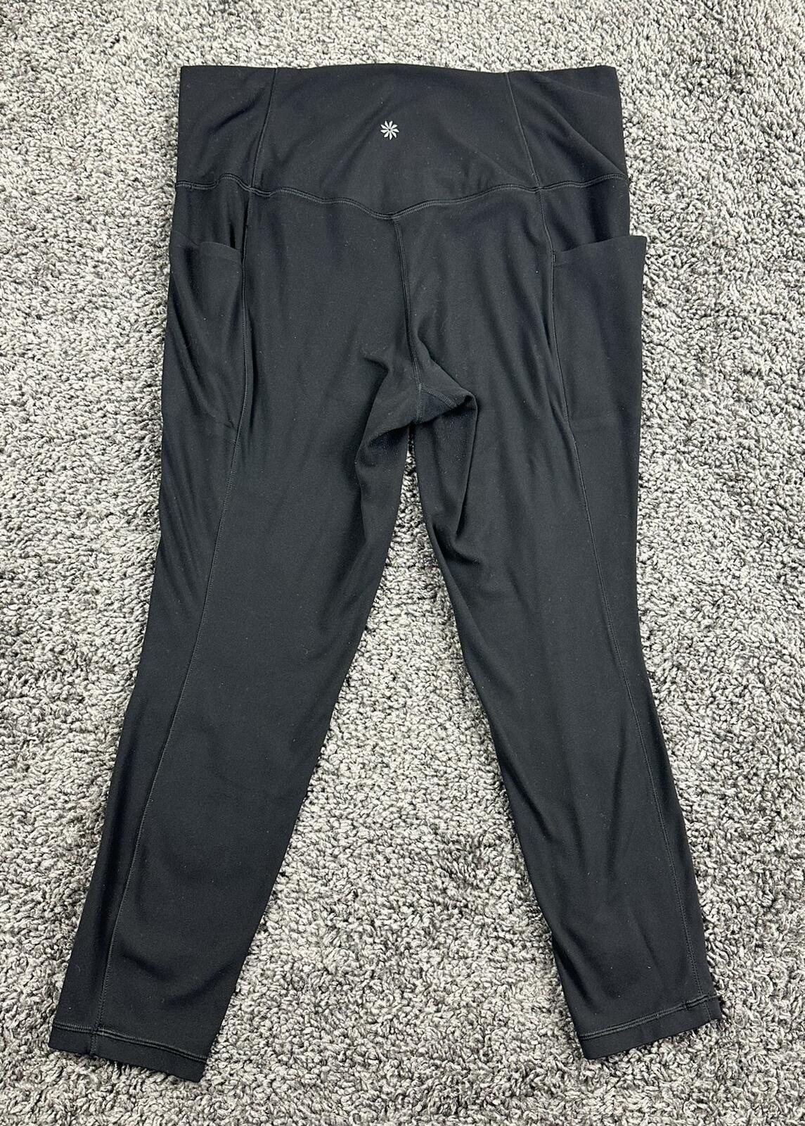 Athleta Salutation Stash 7/8 Tight Leggings Black Pockets Yoga Pants Size Large