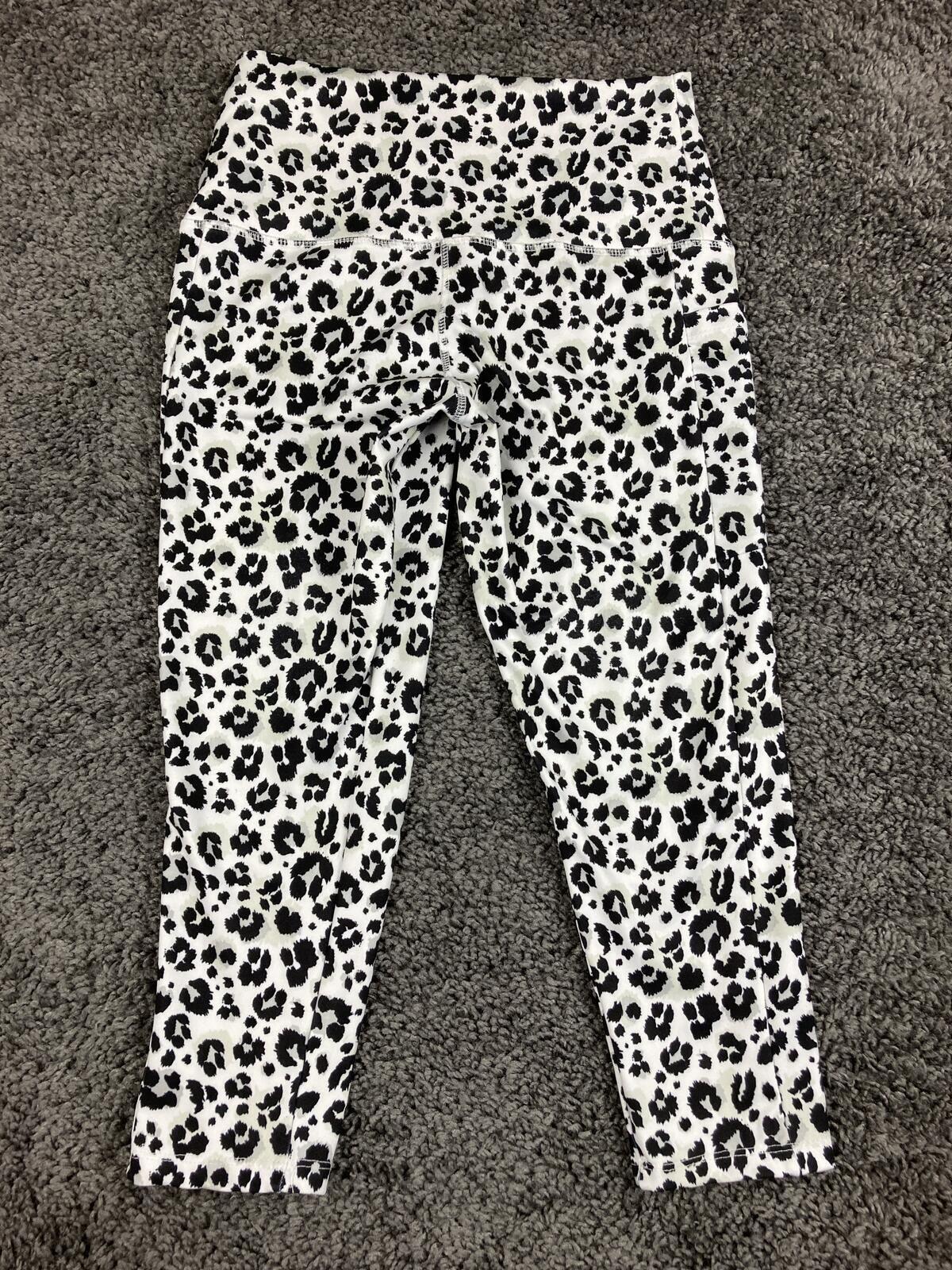Catherine Malandrino Leggings Women's Black White Animal Print Crop Sz XS