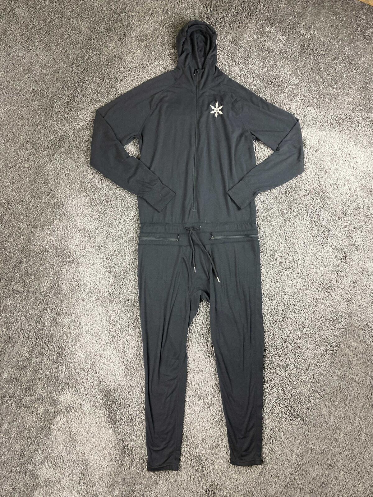 Airblaster Classic Ninja Suit Mens Black One Piece Base Layer Hooded Ski Snow L