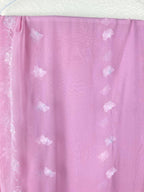 Women's Pink & White 3pc Embroidered Lined Indian Kurta, Pant & Dupatta Set Sz L