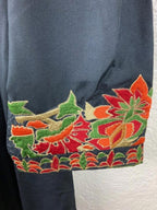 Women's Black 3pc Multicolor Embroidered Indian Kurta, Pant & Dupatta Set Sz L