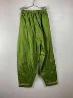 Women's Avocado Green 3pc Embroidered Lined Indian Kurta Pant Dupatta Set Sz L