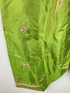 Women's Avocado Green 3pc Embroidered Lined Indian Kurta Pant Dupatta Set Sz L