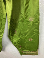 Women's Avocado Green 3pc Embroidered Lined Indian Kurta Pant Dupatta Set Sz L