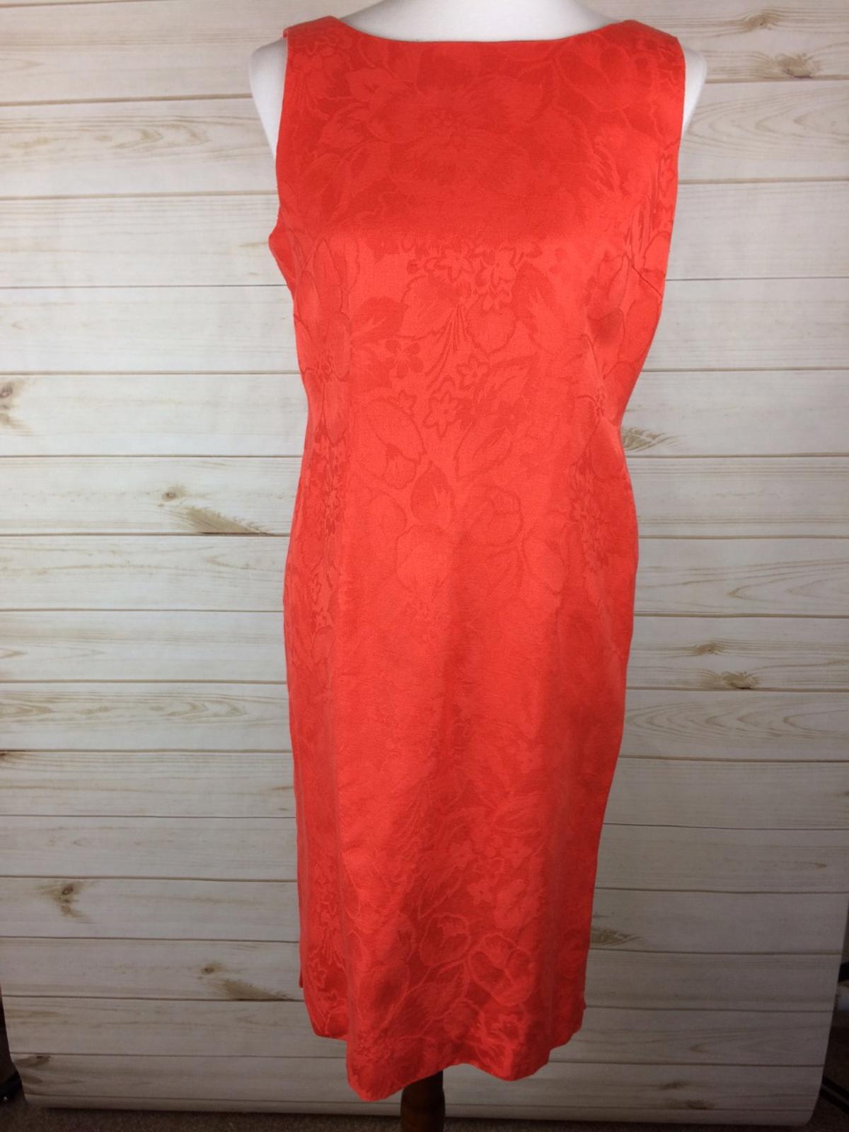 Maggie London Dress Women's orange sleeveless lined shift Size 8 Petite Linen