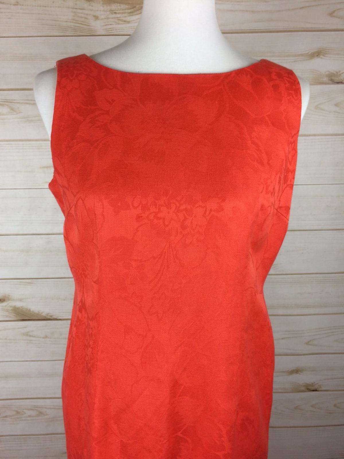 Maggie London Dress Women's orange sleeveless lined shift Size 8 Petite Linen