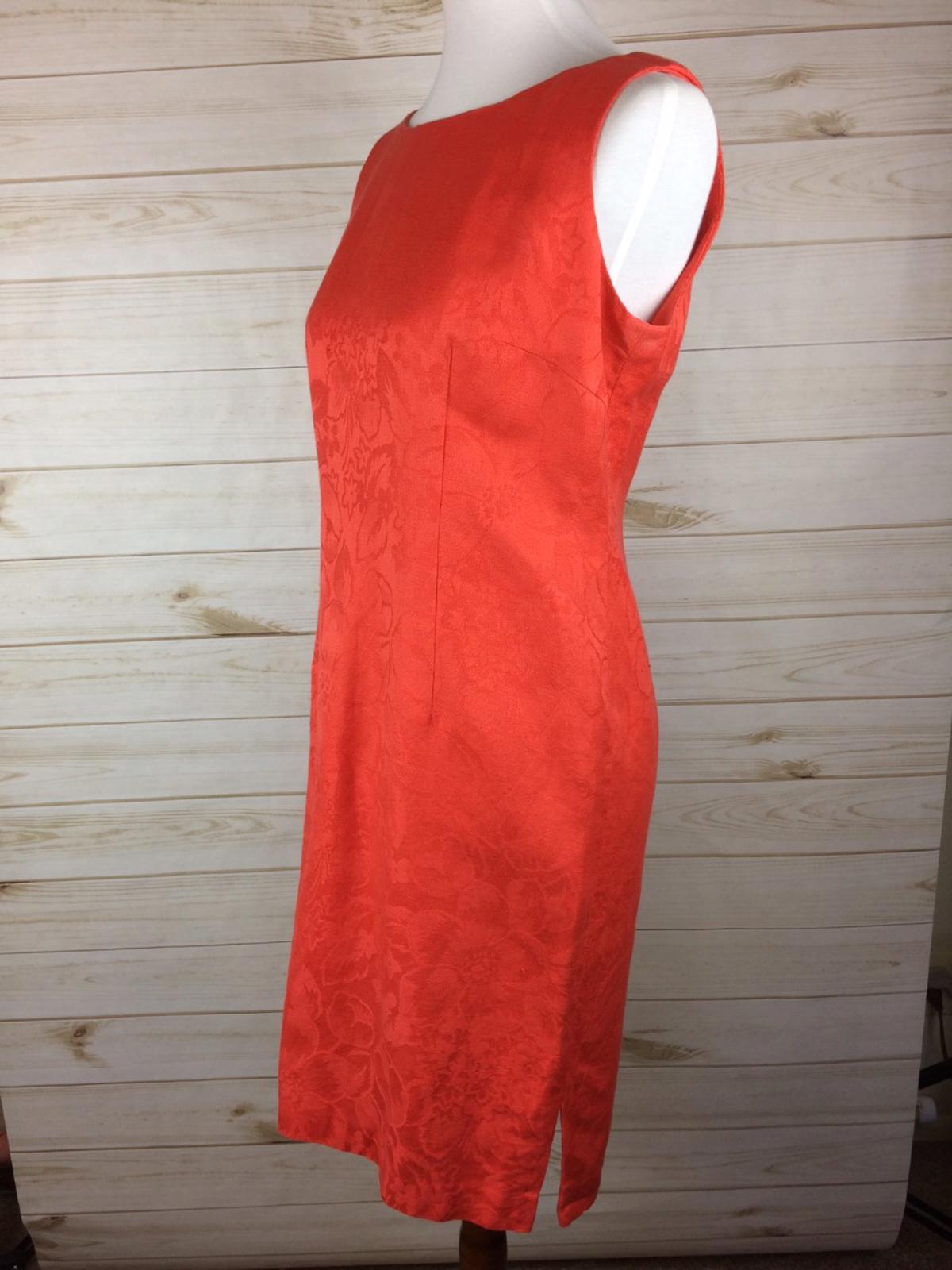 Maggie London Dress Women's orange sleeveless lined shift Size 8 Petite Linen