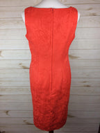 Maggie London Dress Women's orange sleeveless lined shift Size 8 Petite Linen