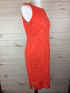 Maggie London Dress Women's orange sleeveless lined shift Size 8 Petite Linen