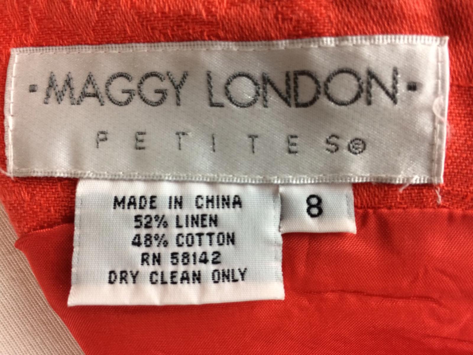 Maggie London Dress Women's orange sleeveless lined shift Size 8 Petite Linen